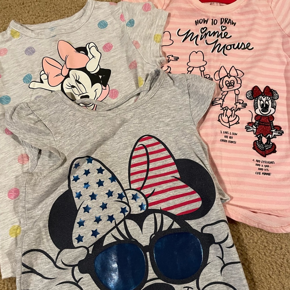 Three toddler Minnie Mouse shirts